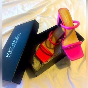 Bright pink MICHAEL SHANNON heels.
